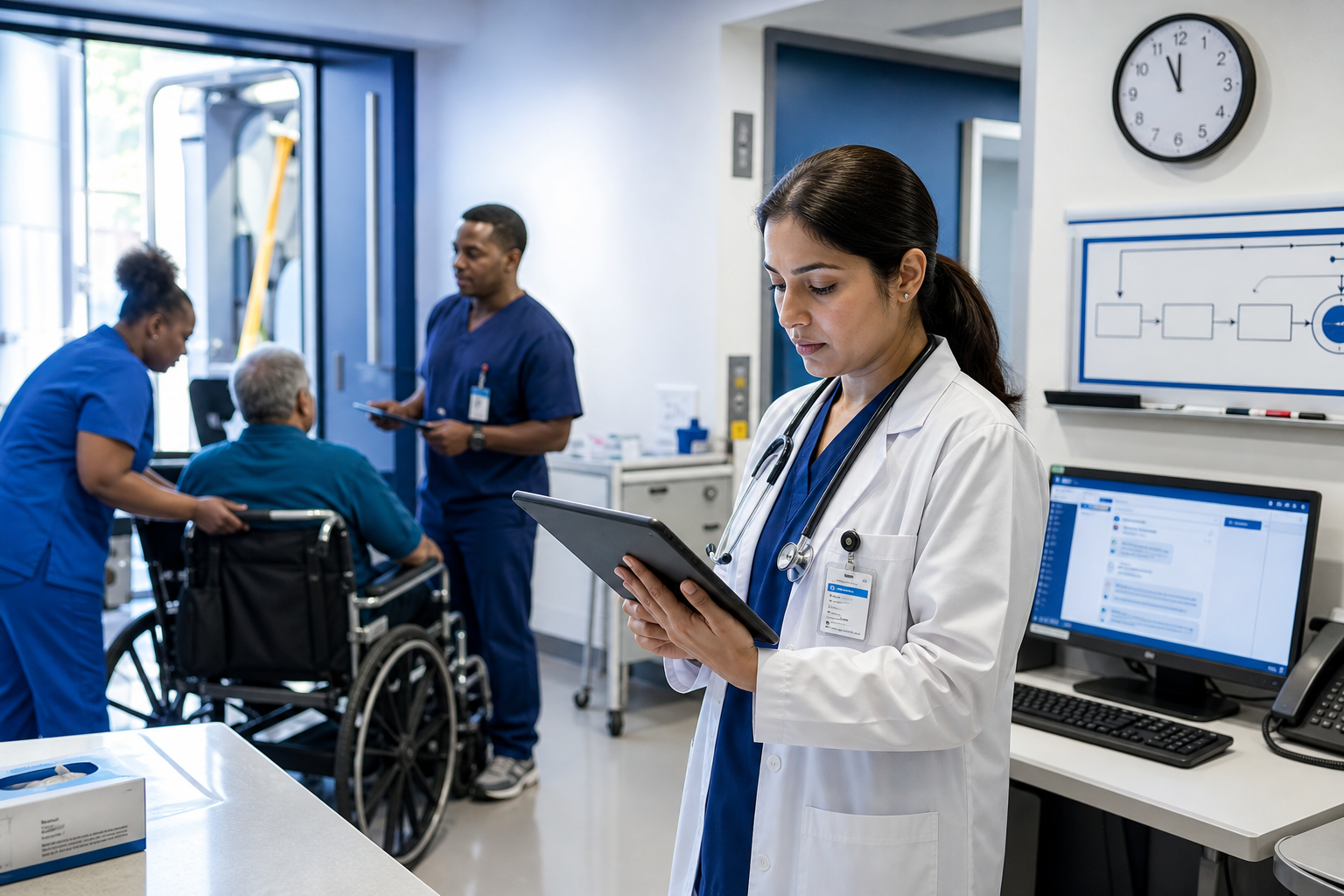 Physician reviewing discharge documentation