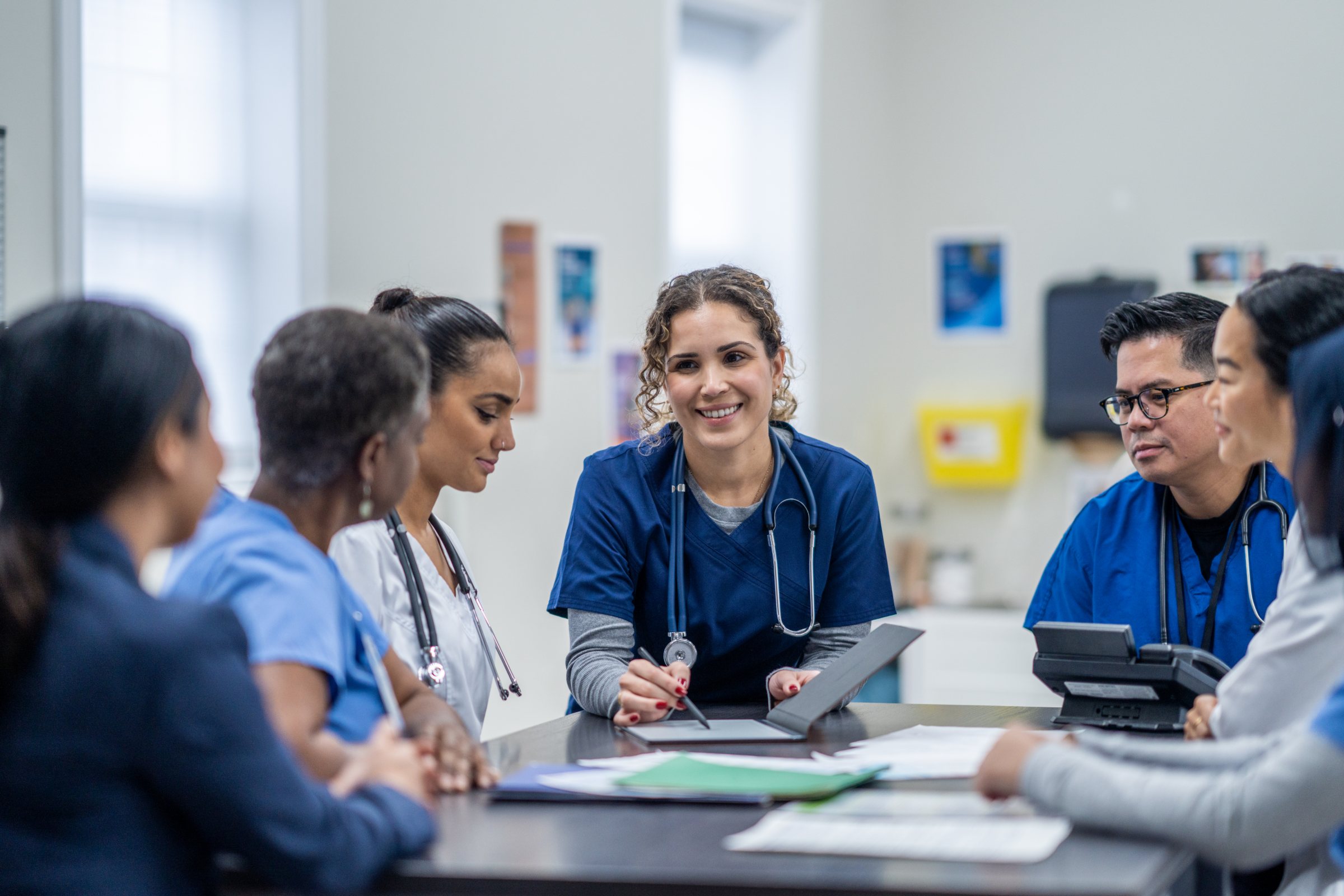 Care team collaborating in a hospital