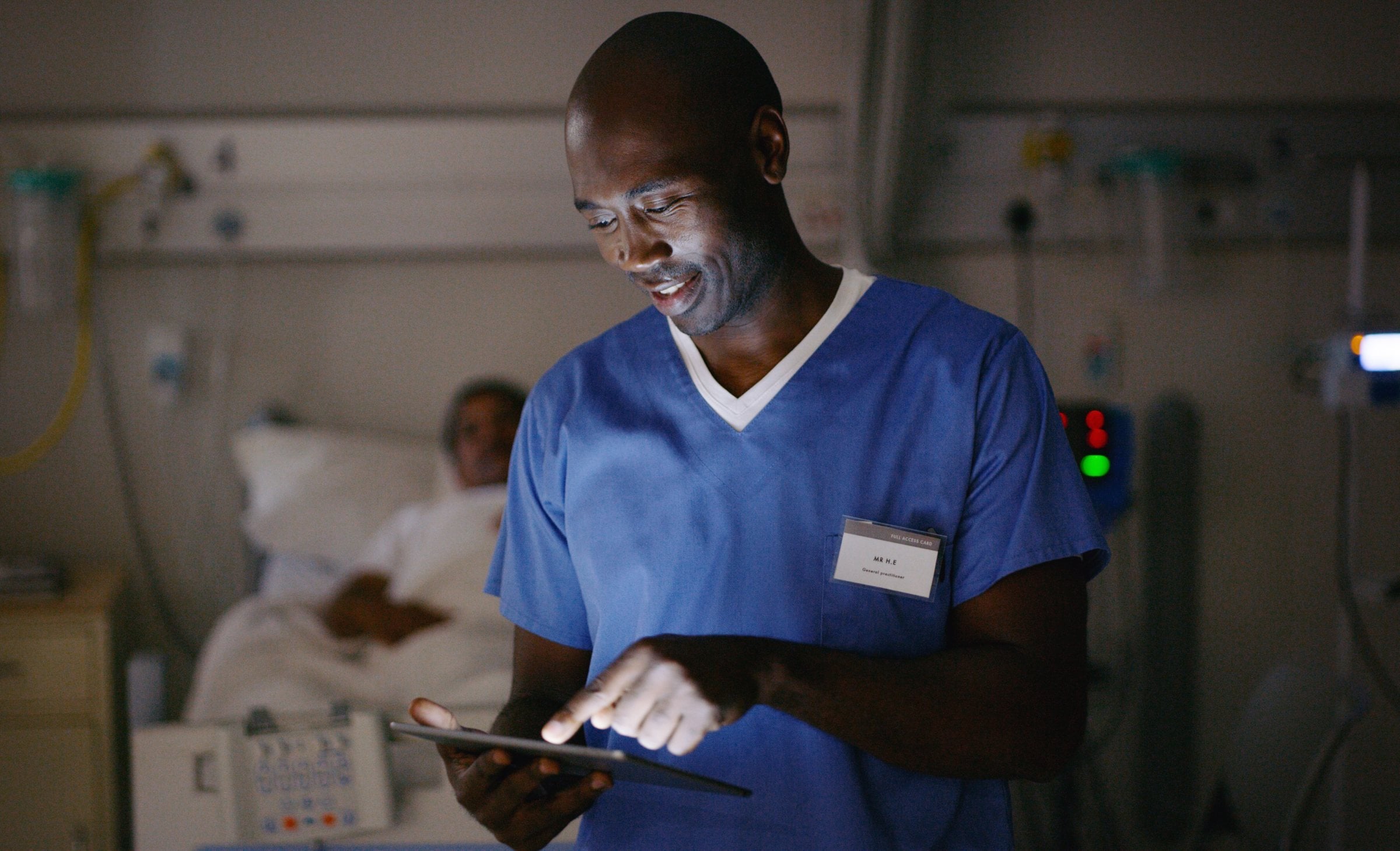 Nurse using an iPad