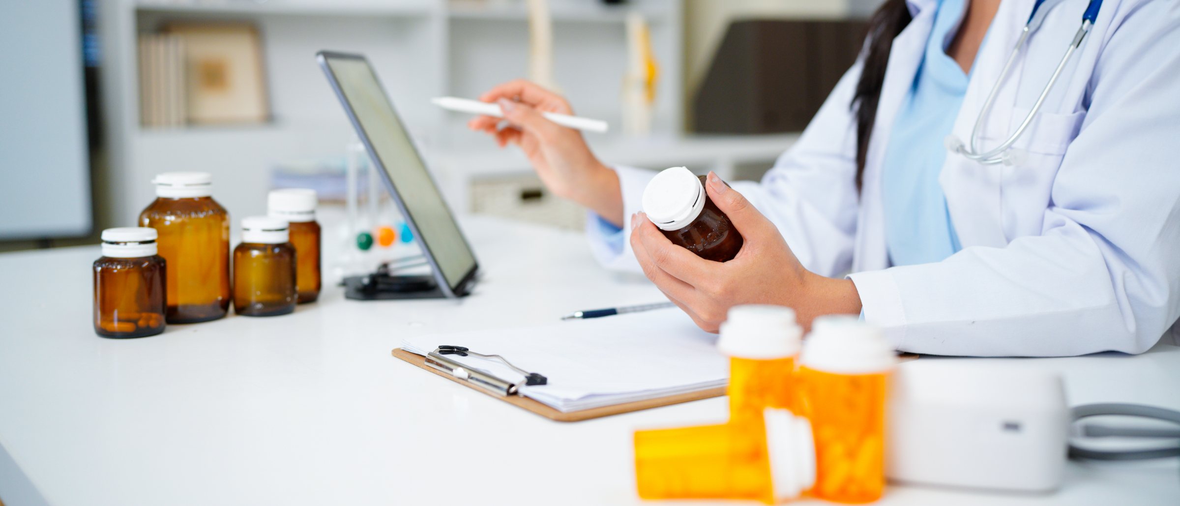 Pharmacist reviewing medications